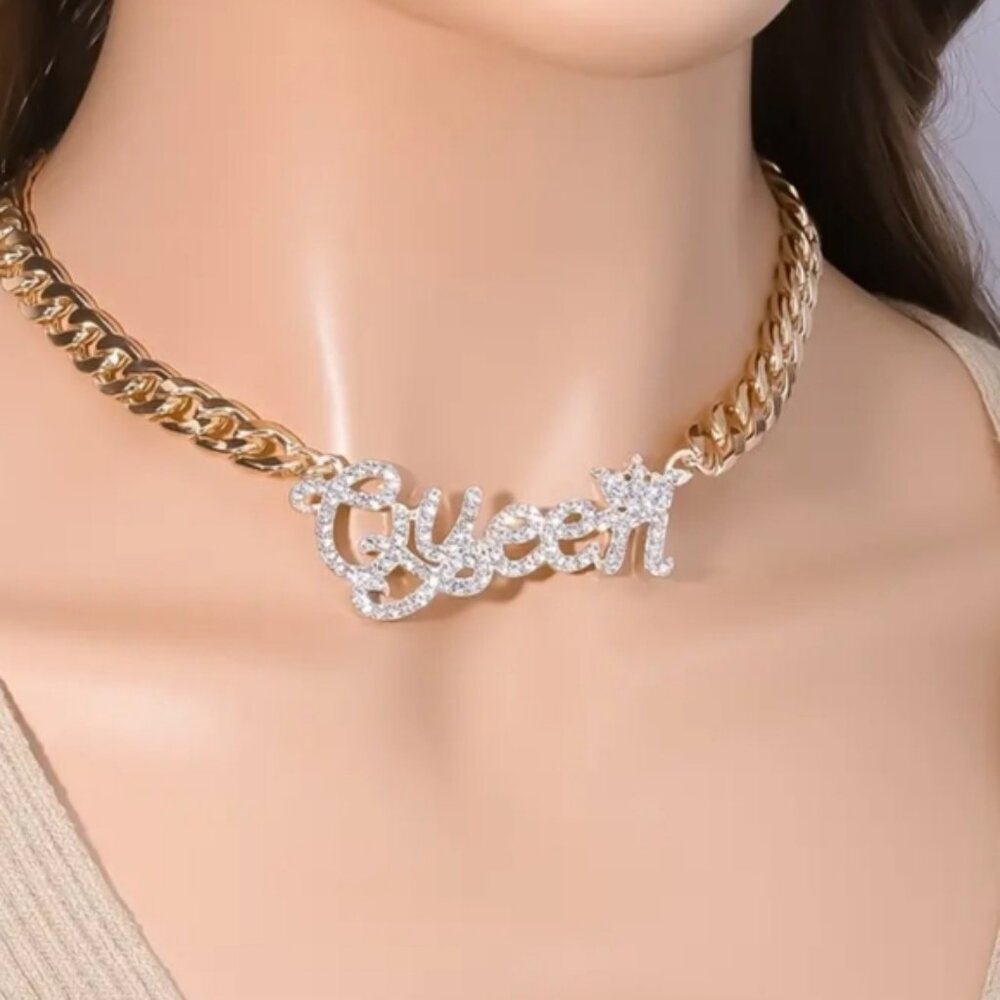 Women Gold Plated Cuban Choker Chain Necklace
